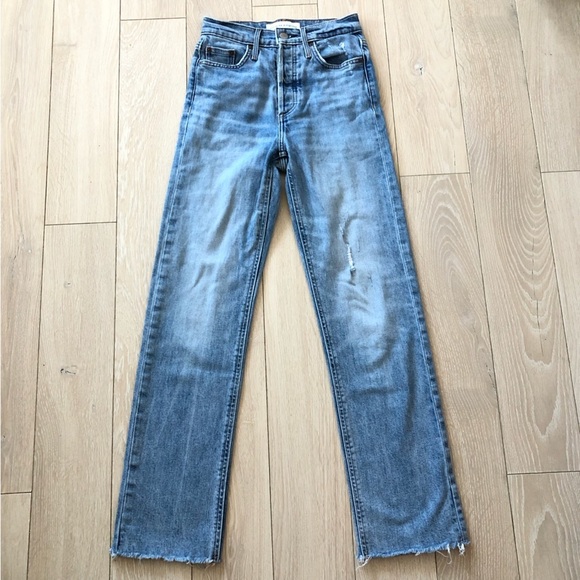 Denim Forum Denim - Aritzia Denim Forum The Arlo High Rise Straight Jeans Light Wash Size 23